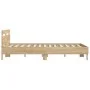 Sonoma oak bed frame with headboard and LED lights 150x200 cm by , Beds and slatted bases - Ref: Foro24-3207541, Price: 155,2...