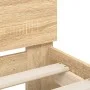 Sonoma oak bed frame with headboard and LED lights 150x200 cm by , Beds and slatted bases - Ref: Foro24-3207541, Price: 155,2...