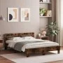Bed frame headboard and LED lights smoked oak 150x200cm by , Beds and slatted bases - Ref: Foro24-3207543, Price: 154,31 €, D...