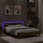 Bed frame headboard and LED lights smoked oak 150x200cm by , Beds and slatted bases - Ref: Foro24-3207543, Price: 156,71 €, D...