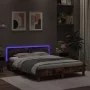 Bed frame headboard and LED lights smoked oak 150x200cm by , Beds and slatted bases - Ref: Foro24-3207543, Price: 154,31 €, D...