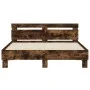Bed frame headboard and LED lights smoked oak 150x200cm by , Beds and slatted bases - Ref: Foro24-3207543, Price: 154,31 €, D...