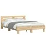 Sonoma oak bed frame with headboard and LED lights 140x200 cm by , Beds and slatted bases - Ref: Foro24-3207548, Price: 138,6...