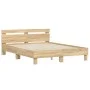 Sonoma oak bed frame with headboard and LED lights 140x200 cm by , Beds and slatted bases - Ref: Foro24-3207548, Price: 138,6...