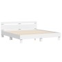 White engineered wood bed frame with headboard 160x200cm by , Beds and slatted bases - Ref: Foro24-3207406, Price: 133,14 €, ...