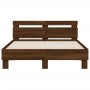 Cama con cabecero madera de ingeniería marrón roble 120x200 cm de , Camas y somieres - Ref: Foro24-3207433, Precio: 169,76 €,...