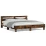 Cama con cabecero madera de ingeniería roble ahumado 160x200 cm de , Camas y somieres - Ref: Foro24-3207410, Precio: 149,92 €...