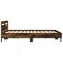 Cama con cabecero madera de ingeniería roble ahumado 160x200 cm de , Camas y somieres - Ref: Foro24-3207410, Precio: 149,92 €...