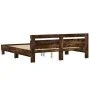Cama con cabecero madera de ingeniería roble ahumado 160x200 cm de , Camas y somieres - Ref: Foro24-3207410, Precio: 149,92 €...