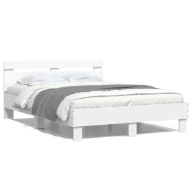 Estructura cama con cabecero madera ingeniería blanco 120x200cm