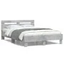 Concrete gray engineered wood bed with headboard 135x190 cm by , Beds and slatted bases - Ref: Foro24-3207444, Price: 134,38 ...
