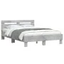 Concrete gray engineered wood bed with headboard 135x190 cm by , Beds and slatted bases - Ref: Foro24-3207444, Price: 134,38 ...