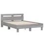 Sonoma-graues Holzwerkstoffbett mit Kopfteil 135 x 190 cm von , Betten und Lattenroste - Ref: Foro24-3207446, Preis: 138,51 €...