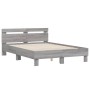 Sonoma gray engineered wood bed with headboard 135x190 cm by , Beds and slatted bases - Ref: Foro24-3207446, Price: 140,71 €,...