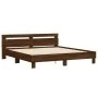 Oak brown engineered wood bed with headboard 160x200 cm by , Beds and slatted bases - Ref: Foro24-3207412, Price: 187,24 €, D...