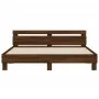 Oak brown engineered wood bed with headboard 160x200 cm by , Beds and slatted bases - Ref: Foro24-3207412, Price: 187,24 €, D...