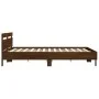 Oak brown engineered wood bed with headboard 160x200 cm by , Beds and slatted bases - Ref: Foro24-3207412, Price: 187,24 €, D...