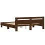 Oak brown engineered wood bed with headboard 160x200 cm by , Beds and slatted bases - Ref: Foro24-3207412, Price: 187,24 €, D...