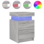 Bedside table with LED lights Sonoma gray 35x39x55 cm by , Nightstands - Ref: Foro24-836759, Price: 74,21 €, Discount: %