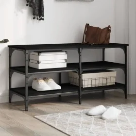 Schwarze Schuhbank aus Holzwerkstoff, 100 x 38,5 x 49 cm von , Bänke für Hallen und Lager - Ref: Foro24-839043, Preis: 62,64 ...