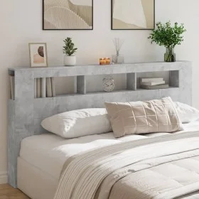 Concrete gray engineered wood LED headboard 200x18.5x103.5 cm by , Headboards and footboards - Ref: Foro24-837368, Price: 93,...