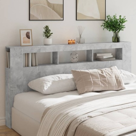 Cabecero LED madera ingeniería gris hormigón 200x18,5x103,5 cm de , Cabeceros y pies de cama - Ref: Foro24-837368, Precio: 96...