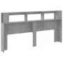 Concrete gray engineered wood LED headboard 200x18.5x103.5 cm by , Headboards and footboards - Ref: Foro24-837368, Price: 94,...