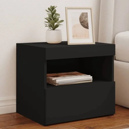 Nightstand with LED lights black 50x40x45 cm by , Nightstands - Ref: Foro24-836765, Price: 64,67 €, Discount: %