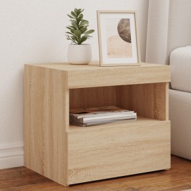 Bedside table with LED lights Sonoma oak 50x40x45 cm by , Nightstands - Ref: Foro24-836767, Price: 57,89 €, Discount: %