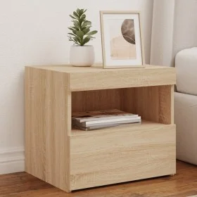 Bedside table with LED lights Sonoma oak 50x40x45 cm by , Nightstands - Ref: Foro24-836767, Price: 57,00 €, Discount: %