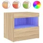 Mesita de noche con luces LED roble Sonoma 50x40x45 cm de , Mesitas de noche - Ref: Foro24-836767, Precio: 57,00 €, Descuento: %