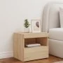 Mesita de noche con luces LED roble Sonoma 50x40x45 cm de , Mesitas de noche - Ref: Foro24-836767, Precio: 57,00 €, Descuento: %