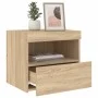 Mesita de noche con luces LED roble Sonoma 50x40x45 cm de , Mesitas de noche - Ref: Foro24-836767, Precio: 57,00 €, Descuento: %