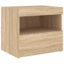 Mesita de noche con luces LED roble Sonoma 50x40x45 cm de , Mesitas de noche - Ref: Foro24-836767, Precio: 58,49 €, Descuento: %