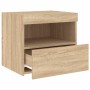Mesita de noche con luces LED roble Sonoma 50x40x45 cm de , Mesitas de noche - Ref: Foro24-836767, Precio: 58,49 €, Descuento: %