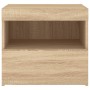 Mesita de noche con luces LED roble Sonoma 50x40x45 cm de , Mesitas de noche - Ref: Foro24-836767, Precio: 58,49 €, Descuento: %