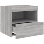 Mesita de noche con luces LED gris Sonoma 50x40x45 cm de , Mesitas de noche - Ref: Foro24-836773, Precio: 60,22 €, Descuento: %