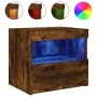 Nightstand with LED lights smoked oak 50x40x45 cm by , Nightstands - Ref: Foro24-836771, Price: 50,72 €, Discount: %