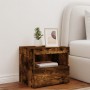 Mesita de noche con luces LED roble ahumado 50x40x45 cm de , Mesitas de noche - Ref: Foro24-836771, Precio: 48,56 €, Descuent...