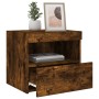 Mesita de noche con luces LED roble ahumado 50x40x45 cm de , Mesitas de noche - Ref: Foro24-836771, Precio: 48,56 €, Descuent...