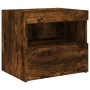 Mesita de noche con luces LED roble ahumado 50x40x45 cm de , Mesitas de noche - Ref: Foro24-836771, Precio: 48,56 €, Descuent...