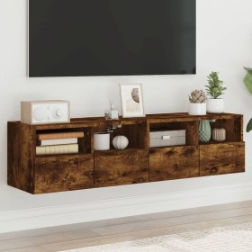Muebles de pared para TV 2 uds madera roble ahumado 60x30x30 cm