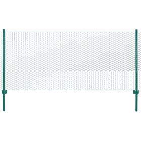 Valla de malla alambre con postes acero 25x0,5 m verde by vidaXL, fence panels - Ref: Foro24-144603, Price: 59,01 €, Discount: %
