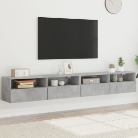 TV wall furniture 2 pcs wood gray concrete 100x30x30 cm by , TV Furniture - Ref: Foro24-836889, Price: 92,32 €, Discount: %