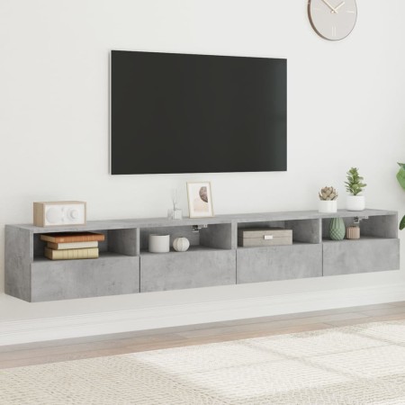 TV-Wandmöbel 2 Stück Holz grau Beton 100x30x30 cm von , TV-Möbel - Ref: Foro24-836889, Preis: 92,32 €, Rabatt: %
