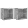 Wall bedside tables with LED lights 2 pcs concrete gray by , TV Furniture - Ref: Foro24-837071, Price: 54,75 €, Discount: %