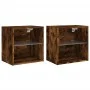 Mesitas de noche de pared con luces LED 2 uds roble ahumado de , Muebles TV - Ref: Foro24-837073, Precio: 57,52 €, Descuento: %