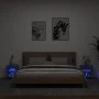 Mesitas de noche de pared con luces LED 2 uds roble ahumado de , Muebles TV - Ref: Foro24-837073, Precio: 57,52 €, Descuento: %