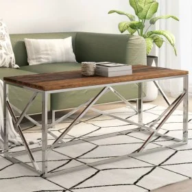 Silberner Couchtisch aus Edelstahl und Massivholz von , Couchtisch - Ref: Foro24-349941, Preis: 91,62 €, Rabatt: %