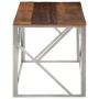 Silberner Couchtisch aus Edelstahl und Massivholz von , Couchtisch - Ref: Foro24-349941, Preis: 92,73 €, Rabatt: %